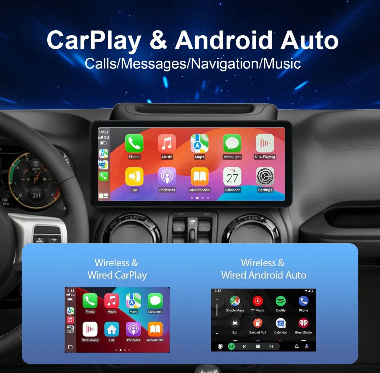 12.3” Android Touchscreen Stereo – Jeep Wrangler 2011–2017 - Image 2