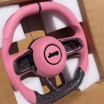 Custom Pink & Carbon Fiber Steering Wheel – Jeep Wrangler JL / Gladiator