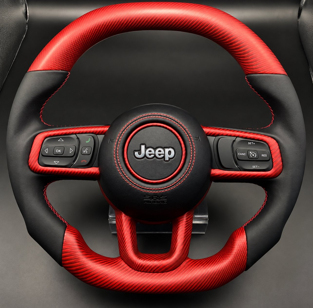 Heated Red Carbon Fiber Steering Wheel – Jeep Wrangler JT/JL