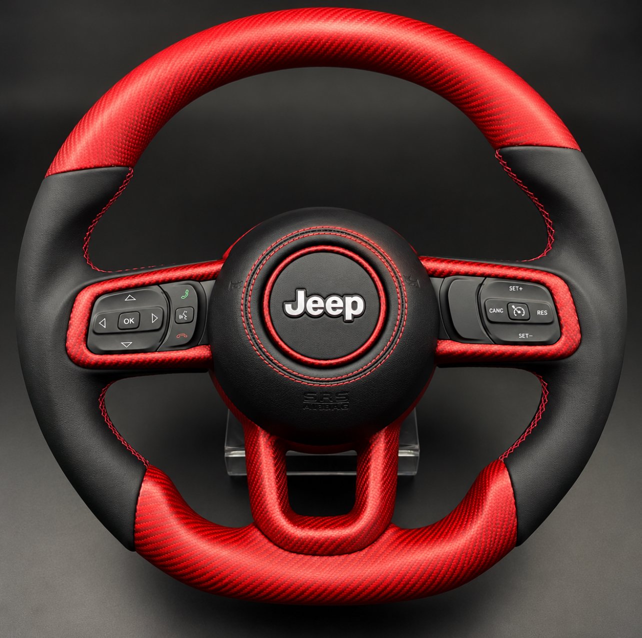 Heated Red Carbon Fiber Steering Wheel – Jeep Wrangler JT/JL - Image 2